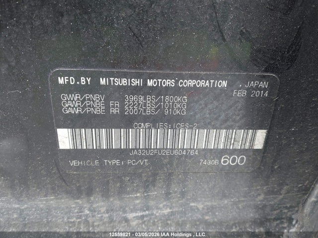 Продажа на аукционе авто 2014 Mitsubishi Lancer Se, vin: JA32U2FU2EU604764, номер лота: 12559821