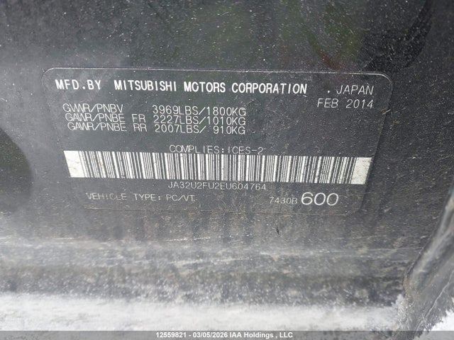Продажа на аукционе авто 2014 Mitsubishi Lancer Se, vin: JA32U2FU2EU604764, номер лота: 12559821
