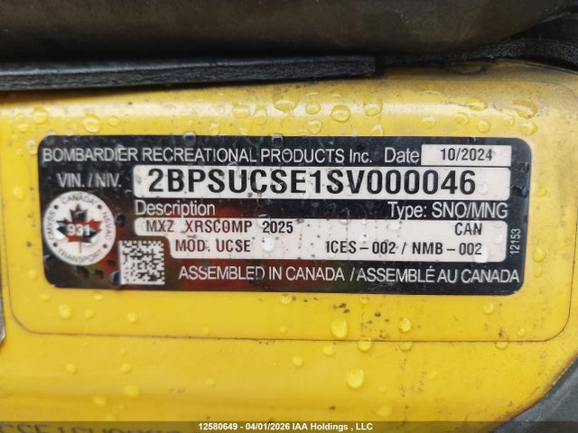 Aukcja sprzedaży 2025 Skidoo Skidoo., vin: 2BPSUCSE1SV000046, numer aukcji: 12580649
