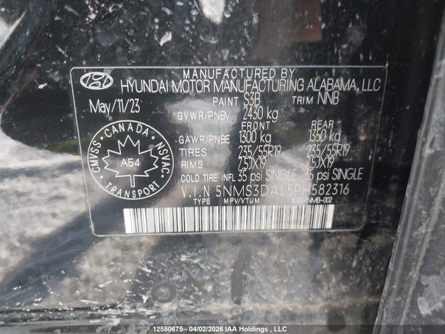 Продажа на аукционе авто 2023 Hyundai Santa Fe Urban Awd, vin: 5NMS3DAL5PH582316, номер лота: 12580675
