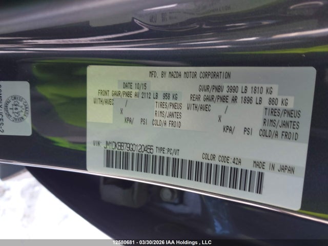 Aukcja sprzedaży 2016 Mazda Cx-3 Gx, vin: JM1DKBB79G0120455, numer aukcji: 12580681