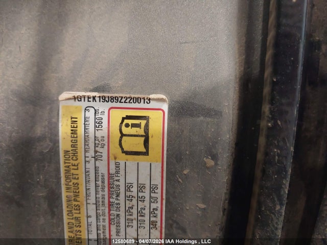 12580689 :رقم المزاد ، 1GTEK19J89Z220013 vin ، 2009 Gmc Sierra 1500 Sle/slt/wt مزاد بيع