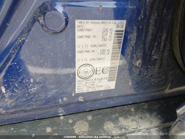 Продажа на аукционе авто 2018 Nissan Rogue Sv/sl, vin: 5N1AT2MV4JC850870, номер лота: 12580699