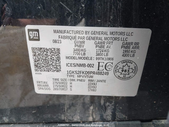 GMC Yukon Xl Sle 2023 1GKS2FKD9PR488249 Image 9