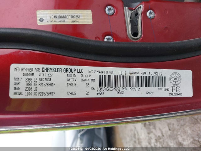1C4NJRAB0ED707851 Jeep Patriot Sport/north