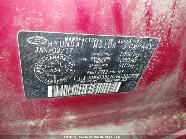 KMHD35LH7HU382776 Hyundai ELANTRA GT