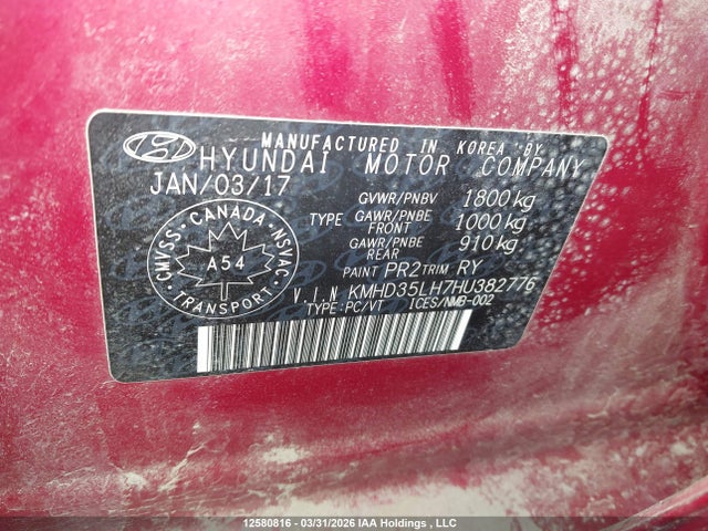 KMHD35LH7HU382776 Hyundai ELANTRA GT