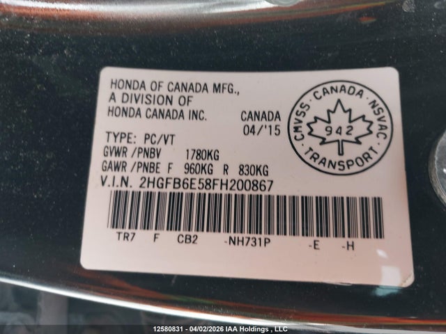 Aukcja sprzedaży 2015 Honda Civic Si Si, vin: 2HGFB6E58FH200867, numer aukcji: 12580831