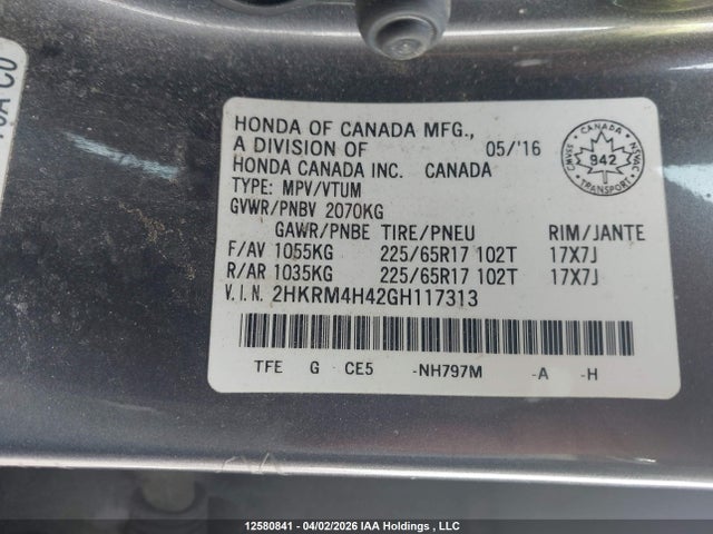 2HKRM4H42GH117313 Honda CR-V SE