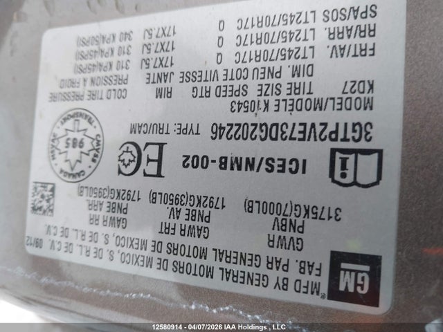 Aukcja sprzedaży 2013 Gmc Sierra 1500 Sle, vin: 3GTP2VE73DG202246, numer aukcji: 12580914