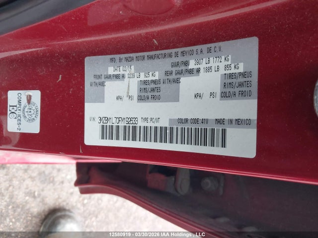 3MZBM1L70FM192633 Mazda 3 TOURING