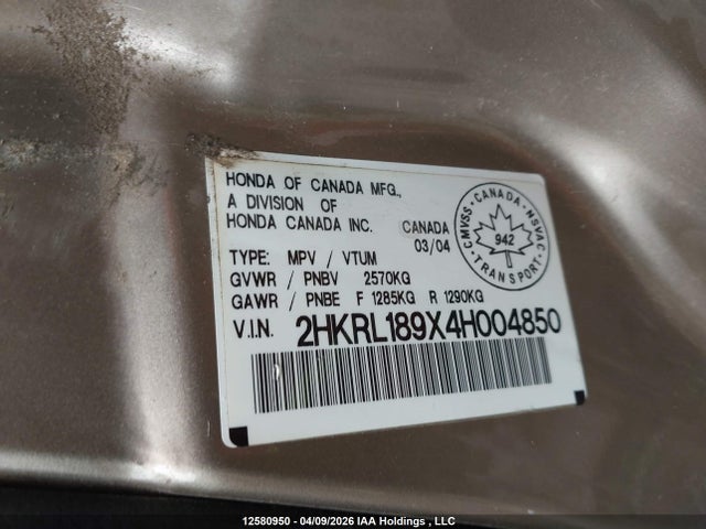 Aukcja sprzedaży 2004 Honda Odyssey Ex-l, vin: 2HKRL189X4H004850, numer aukcji: 12580950