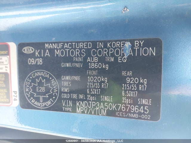 Продажа на аукционе авто 2019 Kia Soul Ex/ex Premium/ex Tech/ex+, vin: KNDJP3A50K7679645, номер лота: 12580951