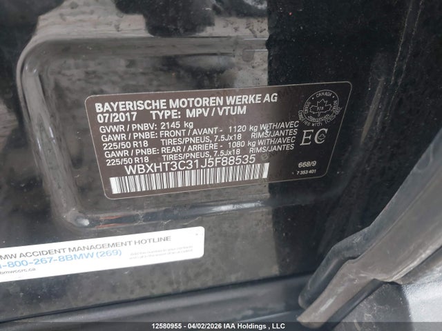12580955 :رقم المزاد ، WBXHT3C31J5F88535 vin ، 2018 Bmw X1 Xdrive28i مزاد بيع
