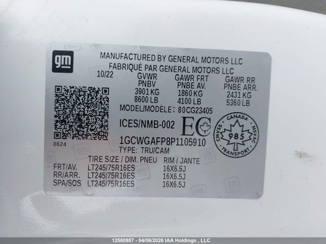 1GCWGAFP8P1105910 Chevrolet Express