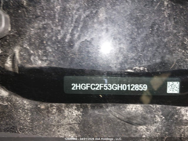 Продаж на аукціоні авто 2016 Honda Civic, vin: 2HGFC2F53GH012859, номер лоту: 12580960