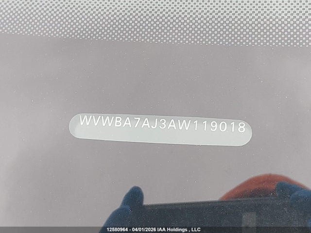 12580964 :رقم المزاد ، WVWBA7AJ3AW119018 vin ، 2010 Volkswagen Golf 2.5l Sportline/2.5l Trendline مزاد بيع