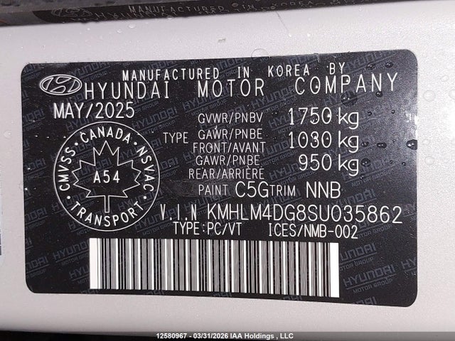 Продаж на аукціоні авто 2025 Hyundai Elantra Sel Sport, vin: KMHLM4DG8SU035862, номер лоту: 12580967
