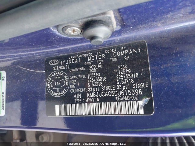 12580981 :رقم المزاد ، KM8JUCAC5DU615396 vin ، 2013 Hyundai Tucson Limited مزاد بيع