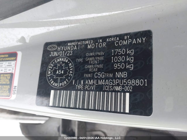 KMHLM4AG3PU598801 Hyundai Elantra Preferred Ivt With Tech Package