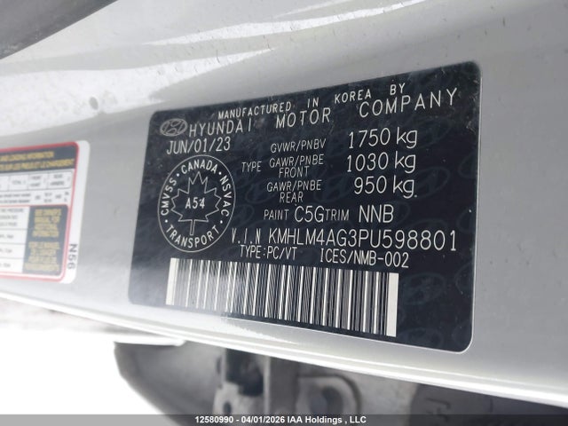KMHLM4AG3PU598801 Hyundai Elantra Preferred Ivt With Tech Package