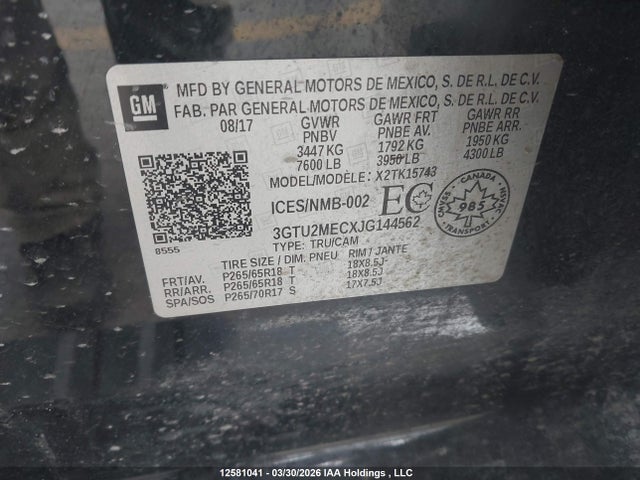 3GTU2MECXJG144562 GMC Sierra 1500 Sle