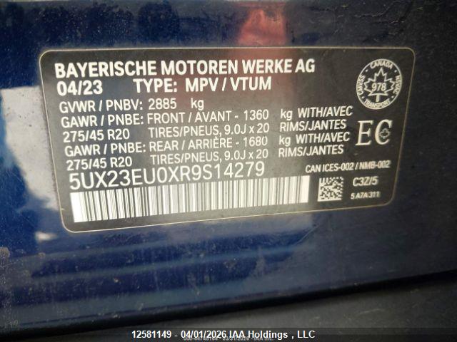 12581149 :رقم المزاد ، 5UX23EU0XR9S14279 vin ، 2024 Bmw X5 Xdrive40i مزاد بيع
