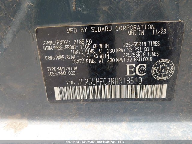 Subaru Crosstrek Onyx 2024 JF2GUHFC3RH318519 Image 18