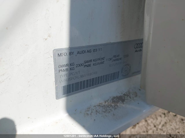 12581201 :رقم المزاد ، WAUSFCFL3BA148745 vin ، 2011 Audi A4 مزاد بيع