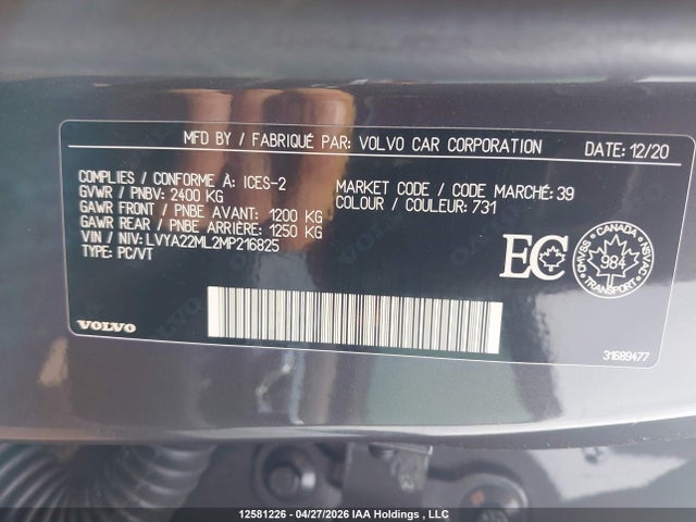 LVYA22ML2MP216825 Volvo S90 T6 Inscription