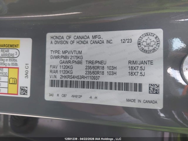 2HKRS4H53RH110937 Honda CR-V