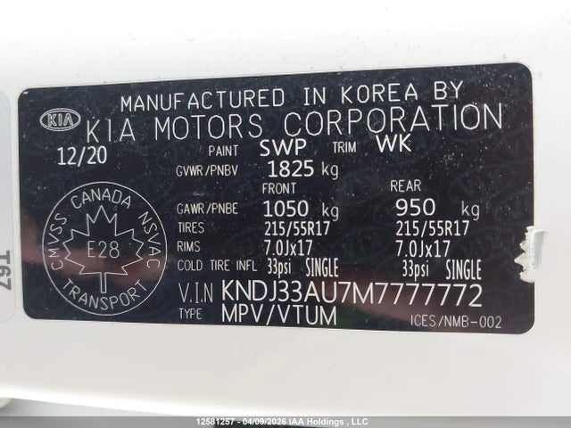 KNDJ33AU7M7777772 KIA Soul Ex/ex Premium/ex+/gt-line Limited