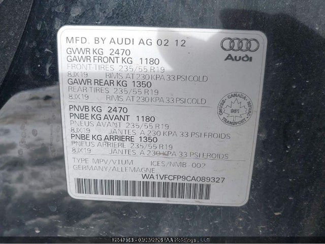 Продажа на аукционе авто 2012 Audi Q5 2.0t Premium Plus, vin: WA1VFCFP9CA089327, номер лота: 12581314