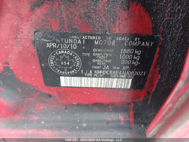 2010 Hyundai Elantra Touring Gls/se მანქანა იყიდება აუქციონზე, vin: KMHDC8AE4AU083021, აუქციონის ნომერი: 12581351