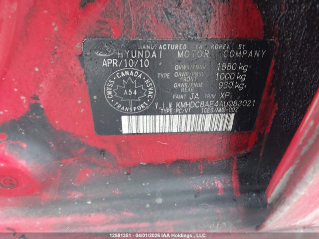 2010 Hyundai Elantra Touring Gls/se მანქანა იყიდება აუქციონზე, vin: KMHDC8AE4AU083021, აუქციონის ნომერი: 12581351