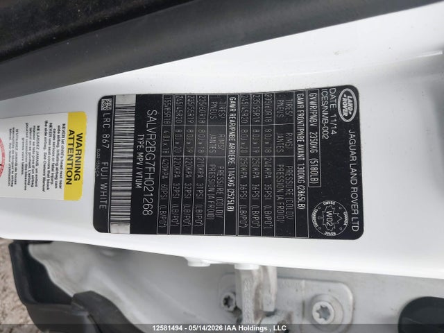 SALVR2BG7FH021268 Land Rover Range Rover Evoque Pure Premium