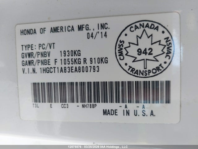 1HGCT1A83EA800793 Honda Accord Ex-l-navi