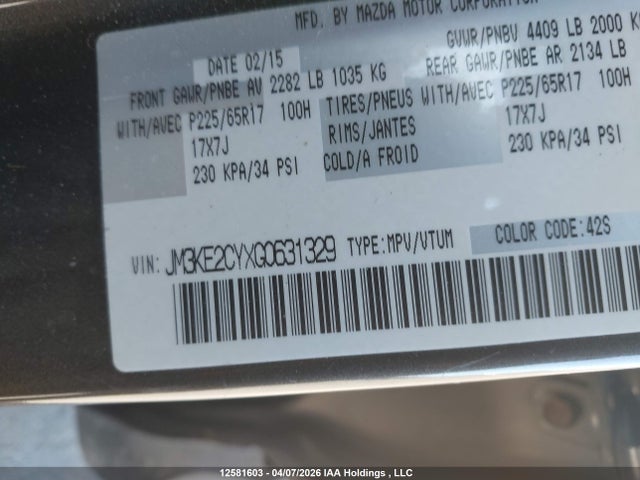 JM3KE2CYXG0631329 Mazda Cx-5 Gs