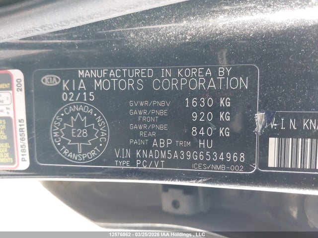 12576862 :رقم المزاد ، KNADM5A39G6534968 vin ، 2016 Kia Rio Ex/ex+ W/sunroof/lx/lx+/lx+ Eco/sx مزاد بيع