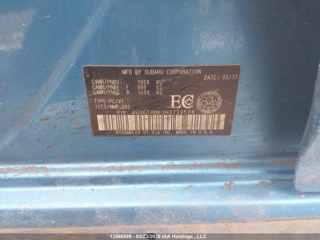 4S3GTAW63H3739574 Subaru Impreza Sport-tech