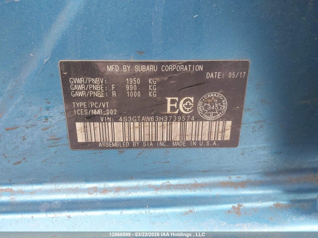 4S3GTAW63H3739574 Subaru Impreza Sport-tech