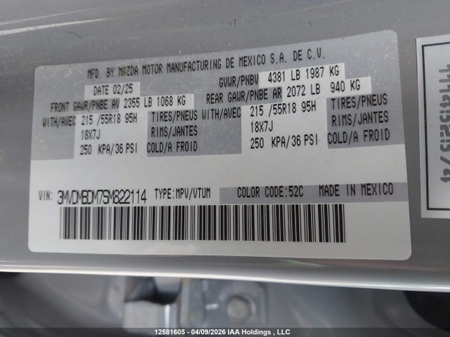 Aukcja sprzedaży 2025 Mazda Cx-30 Gt, vin: 3MVDMBDM7SM822114, numer aukcji: 12581605