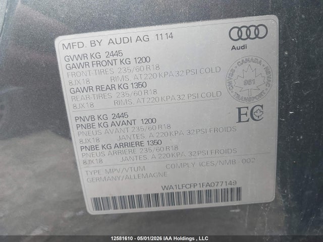 WA1LFCFP1FA077149 Audi Q5