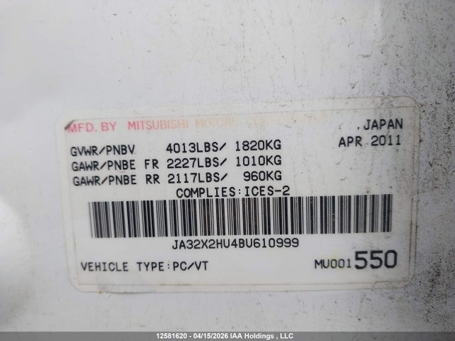 Продажа на аукционе авто 2011 Mitsubishi Lancer Es/es Sport, vin: JA32X2HU4BU610999, номер лота: 12581620