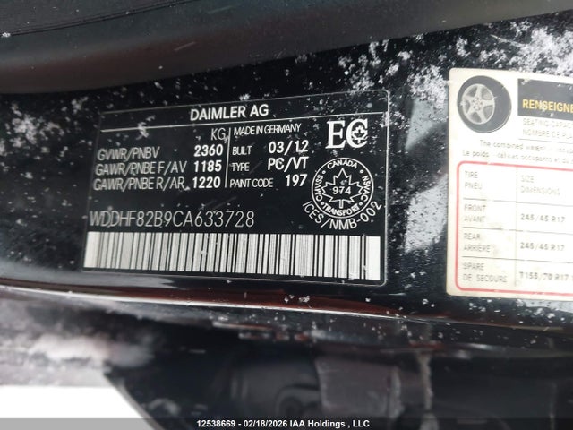 Aukcja sprzedaży 2012 Mercedes-benz E 300 4matic, vin: WDDHF82B9CA633728, numer aukcji: 12538669