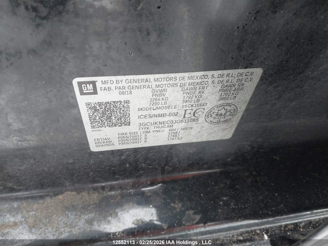 3GCUKNEC0JG511085 Chevrolet Silverado 1500 Wt
