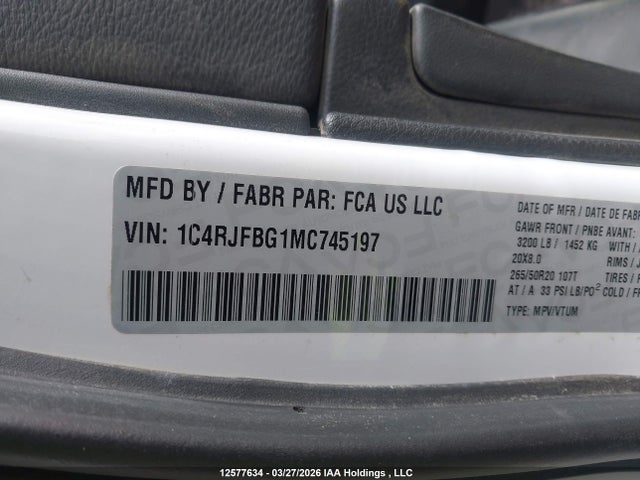 1C4RJFBG1MC745197 Jeep Grand Cherokee Limited