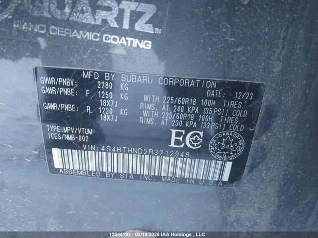 Продаж на аукціоні авто 2024 Subaru Outback Limited Xt, vin: 4S4BTHND2R3212948, номер лоту: 12544192