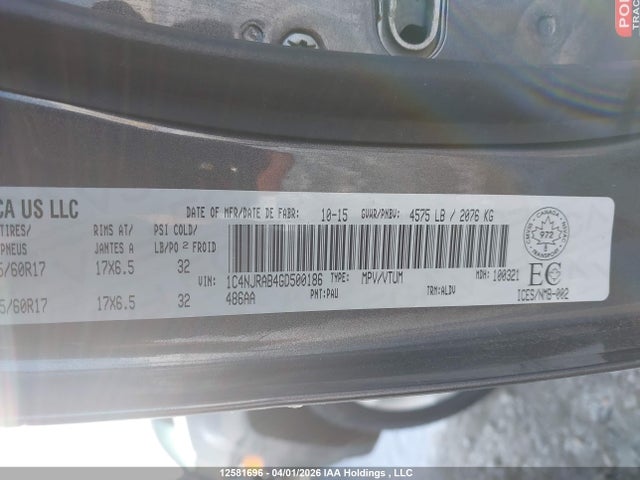 1C4NJRAB4GD500186 Jeep Patriot Sport/north