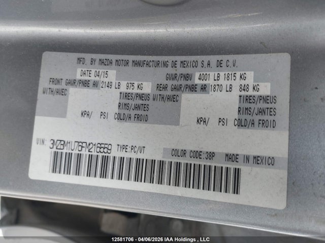 3MZBM1U76FM216559 Mazda 3 SPORT